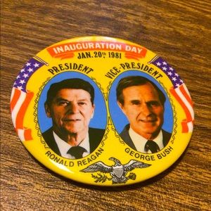 Rare 1981 Reagan & Bush Inauguration Day Button